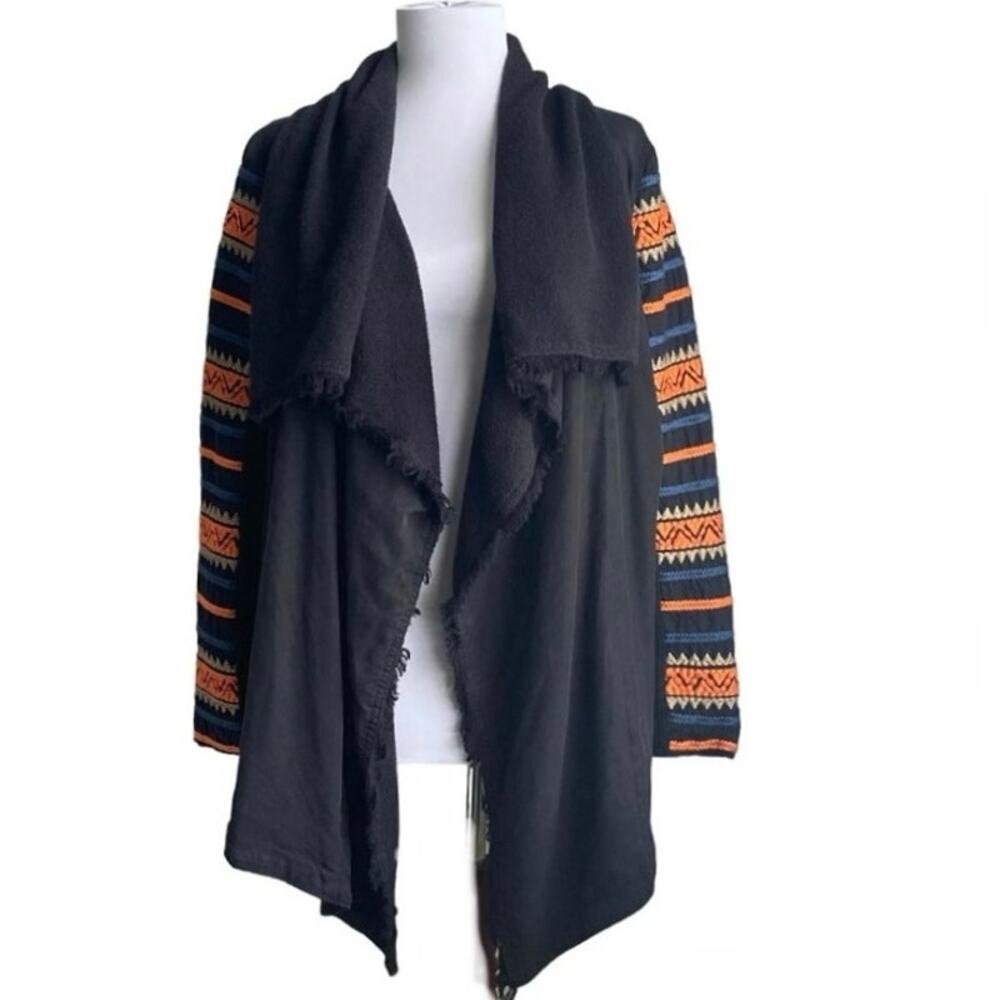 RIP CURL‎ Aztec Boho Embroidered Sleeve Open Waterfall Shacket Shirt Jacket SZ S